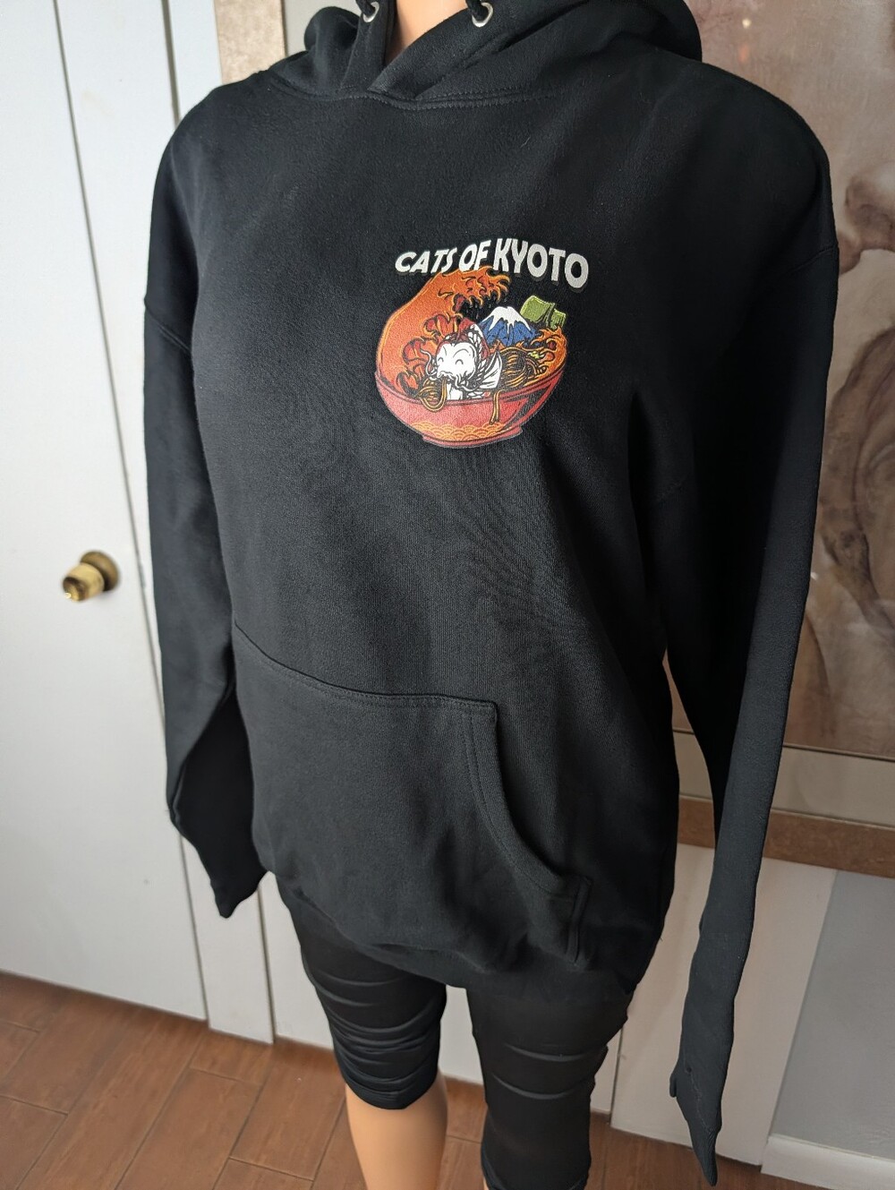 Cats of Kyoto Black Ramen Graphic Men Hoodie Size L